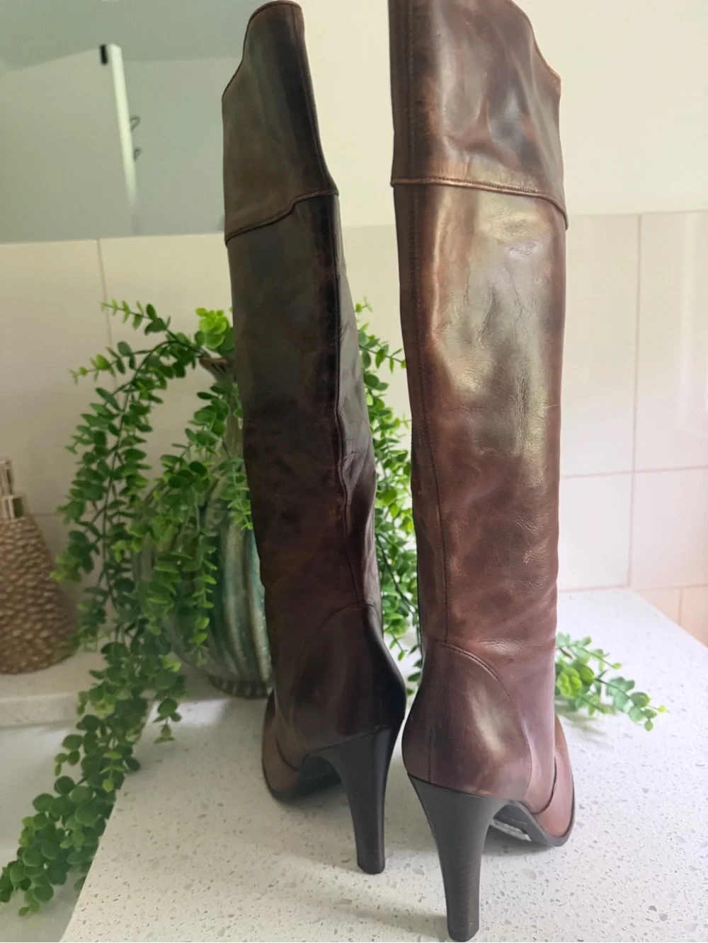 Classic Brown Leather Knee-High Women's Boots